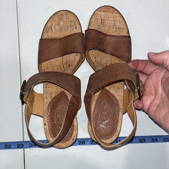 Kork-Ease Shoes - Kork Women's Brown Leather 2" Wedge Sandals 9M Cottage Feminine Comfort Summer